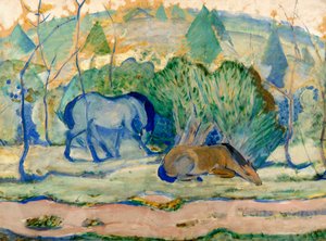 Koně na pastvě Koně v krajině od Franz Marc