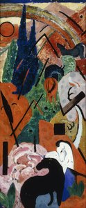 Krajina se zvířaty a duhy; Krajina se zvířaty a duhou, 1911 od Franz Marc