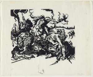 Lov na lva po Delacroixovi od Franz Marc