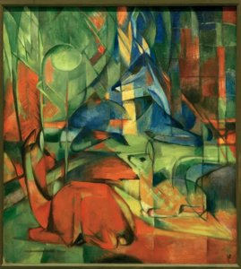 Jelen v lese II od Franz Marc