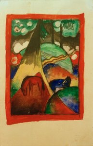 Červený a modrý kůň v krajině od Franz Marc
