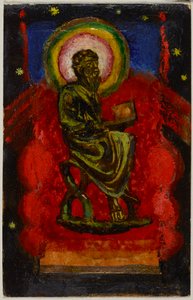 Sitzender Heiliger (Byzantinischer Heiliger), Postkarte aus Sindelsdorf an Wassily Kandinsky in München od Franz Marc