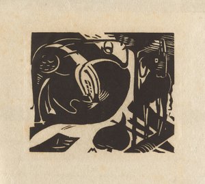 Dvě mýtická zvířata od Franz Marc