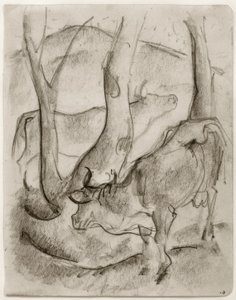 Dvě krávy pod stromy od Franz Marc