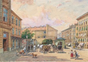 Linka Burggassen ve Vídni (roh Kaiserstraße a Burggasse)