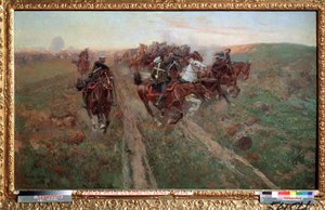Scéna z bitvy u Kuryuk Dara v červenci 1854 (Scéna z bitvy u Kuryuk Dara v červenci 1854). Obraz Franze Roubauda (1856-1928). Olej na plátně od Franz Roubaud