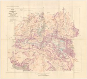 Mapa masivu Gavarnie a Mont Perdu publikovaná v roce 1914 od Franz Schrader