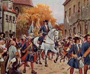Kníže Leopold I. vjíždí do Dessau po skončení války o španělské dědictví