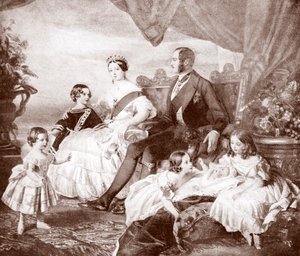 Královna Viktorie s princem Albertem a jejich dětmi, z knihy "Edward VII, His Life and Times" (tisk)
