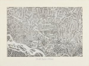 Perspektivní mapa Marchfeldu. Okolí Sachsengangu od Franz Xaver Schweickhardt
