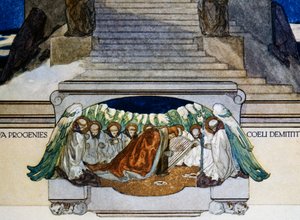 A nové potomstvo sestupuje z nebe, Očistec, zpěv XXII, Božská komedie Dante Alighieri, ilustrace Franz von Bayros (1866-1924), Vídeň