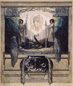 Ilustrace z Dantovy Božské komedie, Očistec, Canto VIII: 24, 1921 (wc na papíře) od Franz von Bayros