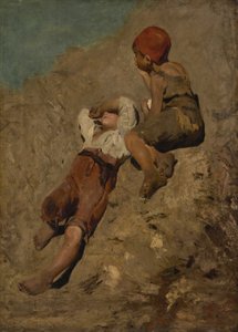 Dva selští chlapci na svahu od Franz von Lenbach