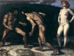 Bitva o ženu od Franz von Stuck