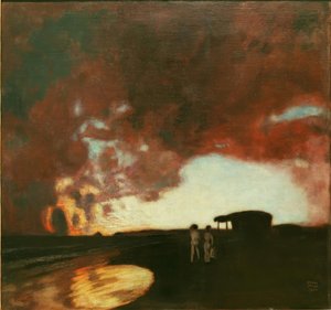 Západ slunce u moře od Franz von Stuck