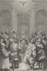 Letnice, s apoštoly a Pannou sedící v kruhu, Duch svatý ap..., 1729-40. od Frédéric Horthemels