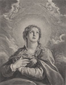 Panna, ruce složené na hrudi, hledící vzhůru, 1729-40. od Frédéric Horthemels