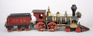 Železniční motor a tendrový model, 1877 (dřevo a kov)