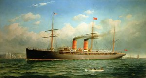 Cunard Liner R.M.S. Umbria u Brooklyn Heights, na East River, New York od Fred Pansing