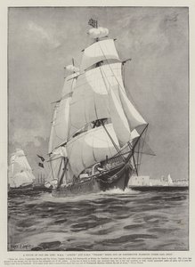 Dotek starého mořského života, HMS Active a HMS Volage vyjíždějí z přístavu Portsmouth pouze pod plachtou