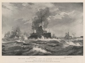 Námořní manévry, flotila X u Guernsey v těžkém počasí od Fred T. Jane