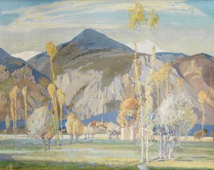 Přímořské Alpy, poblíž Alassio (tempera na hedvábí položeném na panelu) od Freda Marston