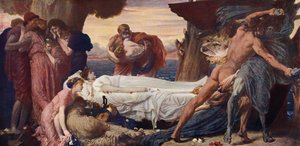 Herkules zápasí se Smrtí o tělo Alcestis (barva litho)