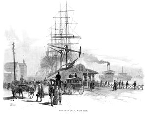Circular Quay, západní strana, Sydney, New South Wales, Austrálie, 1886.