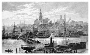 Darling harbour, z Pyrmont, Sydney, New South Wales, Austrálie, 1886.