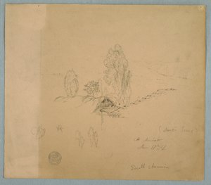 Došková střecha a tašková střecha s korunami stromů v hornaté krajině poblíž Chimborazo, Ambato, Ekvádor od Frederic Edwin Church