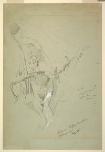Kresba, Rokle mezi Ceppo Morelli  Macugnaga, 11.-12. září 1868 od Frederic Edwin Church