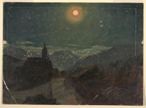 Kresba, Alpská krajina v noci, 1868 od Frederic Edwin Church