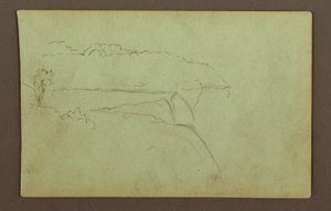 Kresba, Americké vodopády pod zamračenou oblohou, řeka Niagara, pravděpodobně 1856 od Frederic Edwin Church