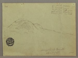 Kresba, Holý vrch, Akropole v Korintu, Řecko, duben 1869 od Frederic Edwin Church
