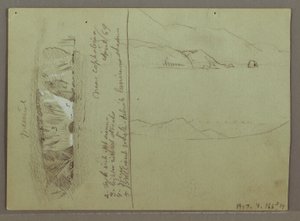 Kresba, Holý vrch, Akropole v Korintu, Řecko, duben 1869 od Frederic Edwin Church