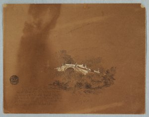 Kresba, most přes řeku Combeima v Ibaque, Kolumbie, 16. července 1853 od Frederic Edwin Church