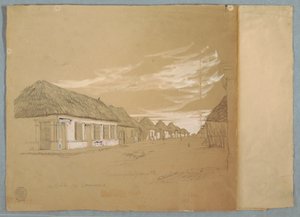Kresba, Calle de Commerce, Barranquilla, Kolumbie, květen 1853 od Frederic Edwin Church