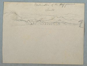 Kresba, Oblačná jihoamerická horská krajina u zálivu, část 2 , 1853, pravděpodobně květen od Frederic Edwin Church
