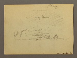Kresba, Studie mraků nad budovami, pravděpodobně 1868-69 od Frederic Edwin Church