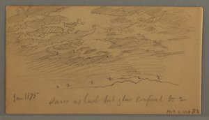 Kresba, Mrak nad kopci, leden 1875 od Frederic Edwin Church