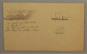 Kresba, studie mraků, parník, plachetnice, pravděpodobně 1865-66 od Frederic Edwin Church
