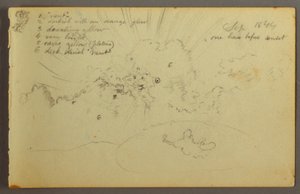 Kresba, Studie mraků s pronikajícím sluncem, 1844 od Frederic Edwin Church