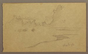 Kresba, Mraky a pobřeží, "Bloxburgh", srpen 1865 od Frederic Edwin Church