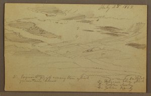 Kresba, Oblačná obloha nad údolím, červenec 1863 od Frederic Edwin Church