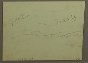 Kresba, Oblačná obloha, úbočí kopce, 1870 od Frederic Edwin Church