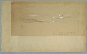 Kresba, Oblačná obloha nad kopcovitým a zalesněným územím, pravděpodobně 1857 od Frederic Edwin Church