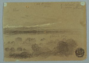 Kresba, Oblačná obloha nad horami, 19. července 1866 od Frederic Edwin Church
