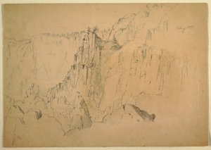 Kresba, Pobřeží se strmými skalami, srpen 1885 od Frederic Edwin Church