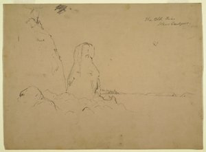 Kresba, Pobřeží s "The Old Friar Neaer Eastport", asi 1851 od Frederic Edwin Church