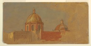 Kresba, Kolumbie nebo Ekvádor, střechy kostelů, 1853 nebo 1857 od Frederic Edwin Church